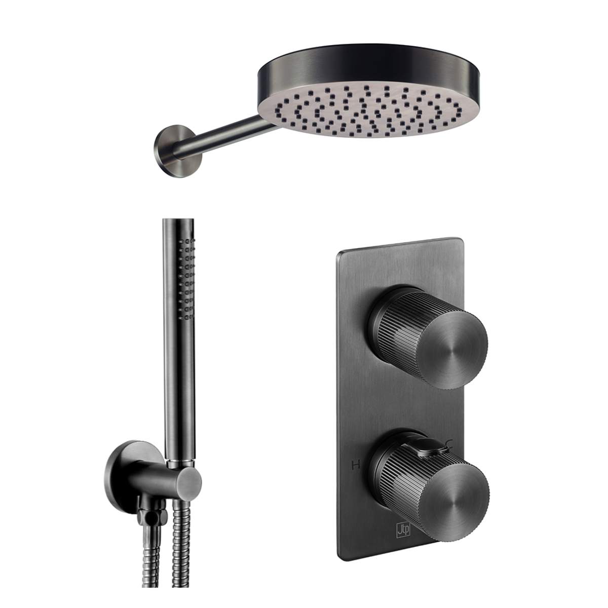 JTP Evo Brushed Black 2 Outlet Shower Combination (COM 086)