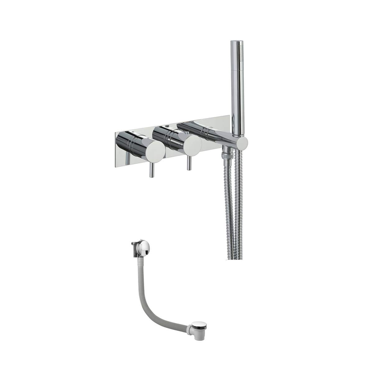 JTP Round Thermostat with Attached Handshower and Bath Filler (COM051)