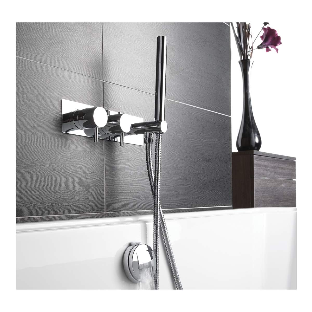 JTP Round Thermostat with Attached Handshower and Bath Filler (COM051)