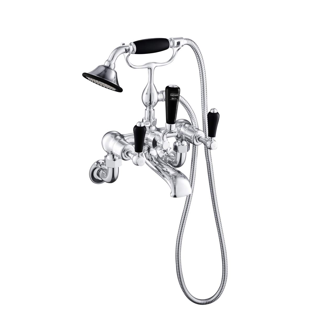 JTP Grosvenor Lever Black Edition Bath Wall Mounted Shower Mixer with Kit