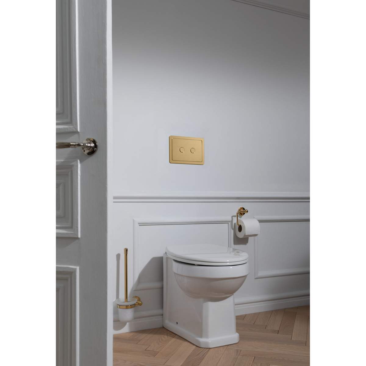 JTP Grosvenor Cross Brushed Brass Metal Pneumatic Flush Plate (GRFPBBR)