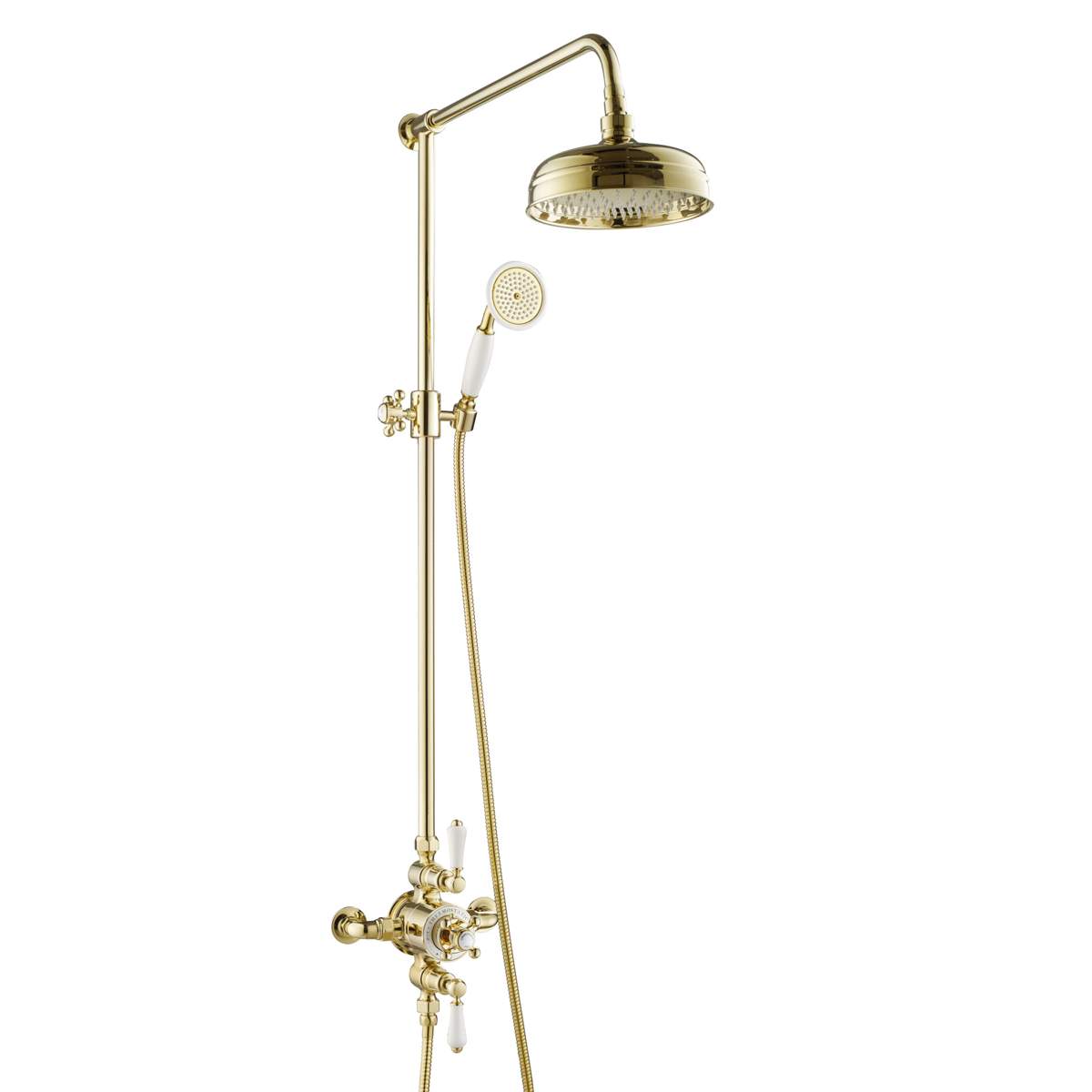 JTP Grosvenor Cross Antique Brass Edition Exposed Thermostatic Valve with Riser and Kit (GRO819G)