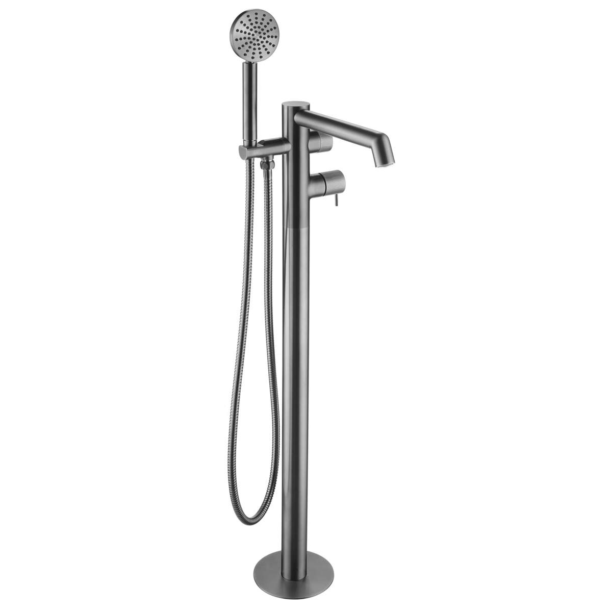 JTP Evo Brushed Black Floor Standing Bath Shower Mixer with Lever and Kit (LH67534BBL)