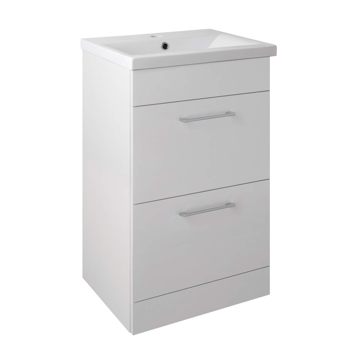 JTP Pace Units 500mm Floor Standing Unit with Drawers and Basin in White (PFS501W + P500BS)