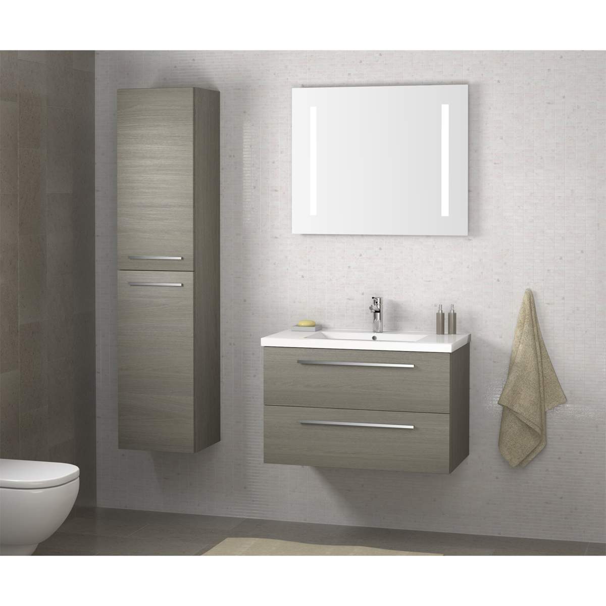 JTP Pace Units 600mm Wall Mounted Unit with Drawers and Basin in Grey (PWM603GR + P600BS)