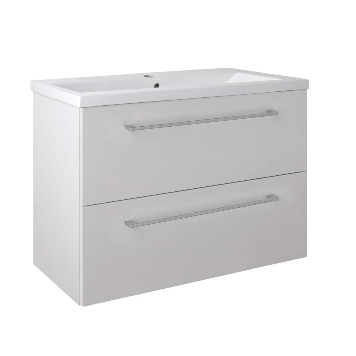 JTP Pace Units Medium Projection 800 Wall Mounted Unit with Drawers and Basin in White (PWM807W + MP800BS)