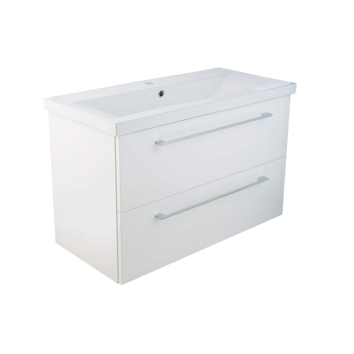 JTP Pace Units Medium Projection 800 Wall Mounted Unit with Drawers and Basin in White (PWM807W + MP800BS)