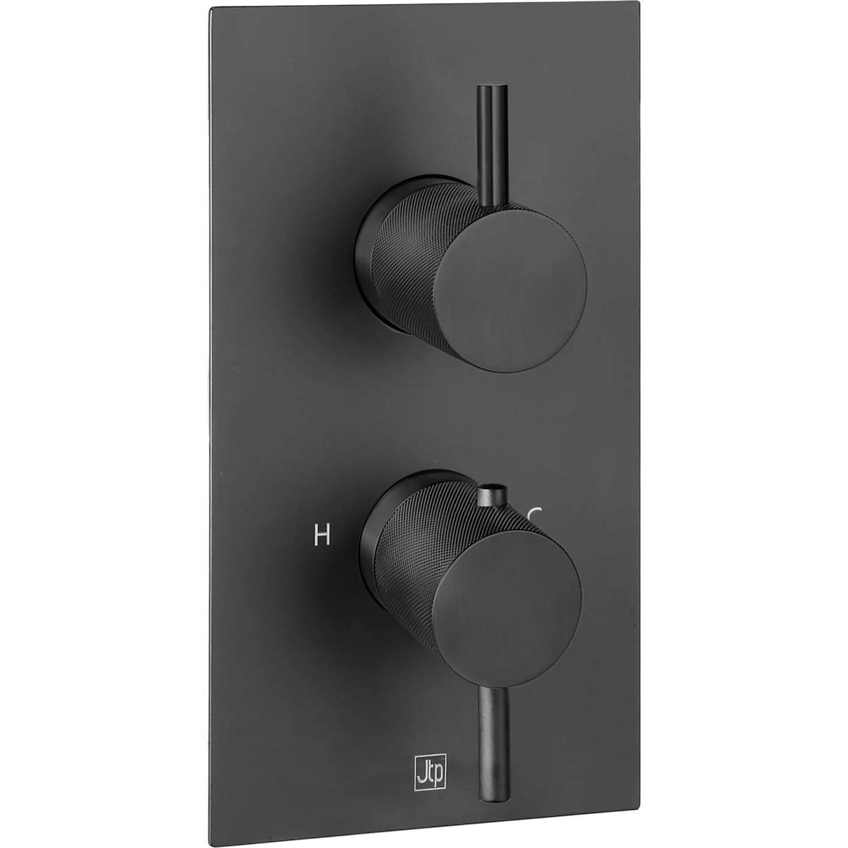 JTP Vos Matt Black Thermostatic Concealed 2 Outlet Shower Valve (28671AMB)