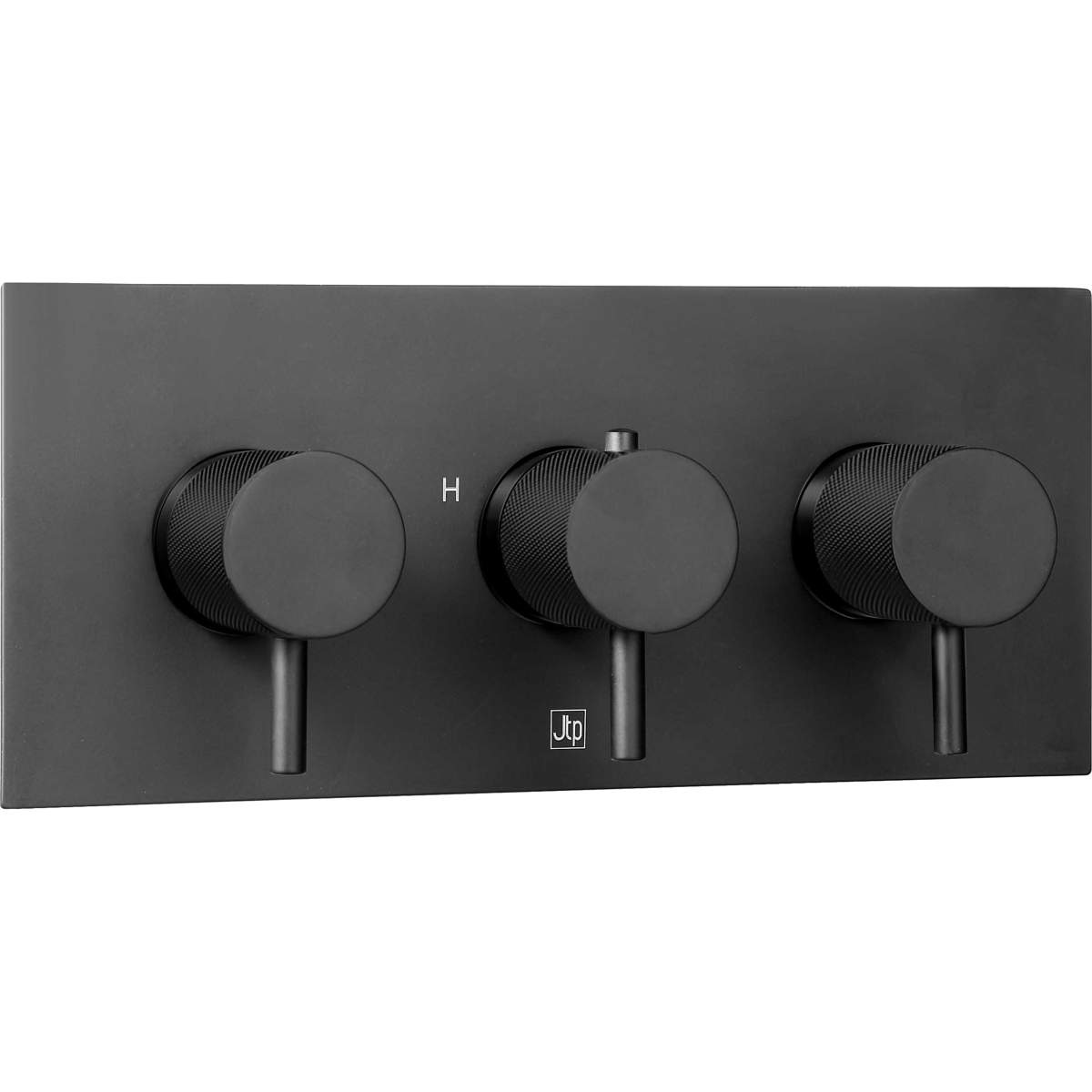 JTP Vos Matt Black Thermostatic Concealed 3 Outlet Horizontal Shower Valve (28692AMB)