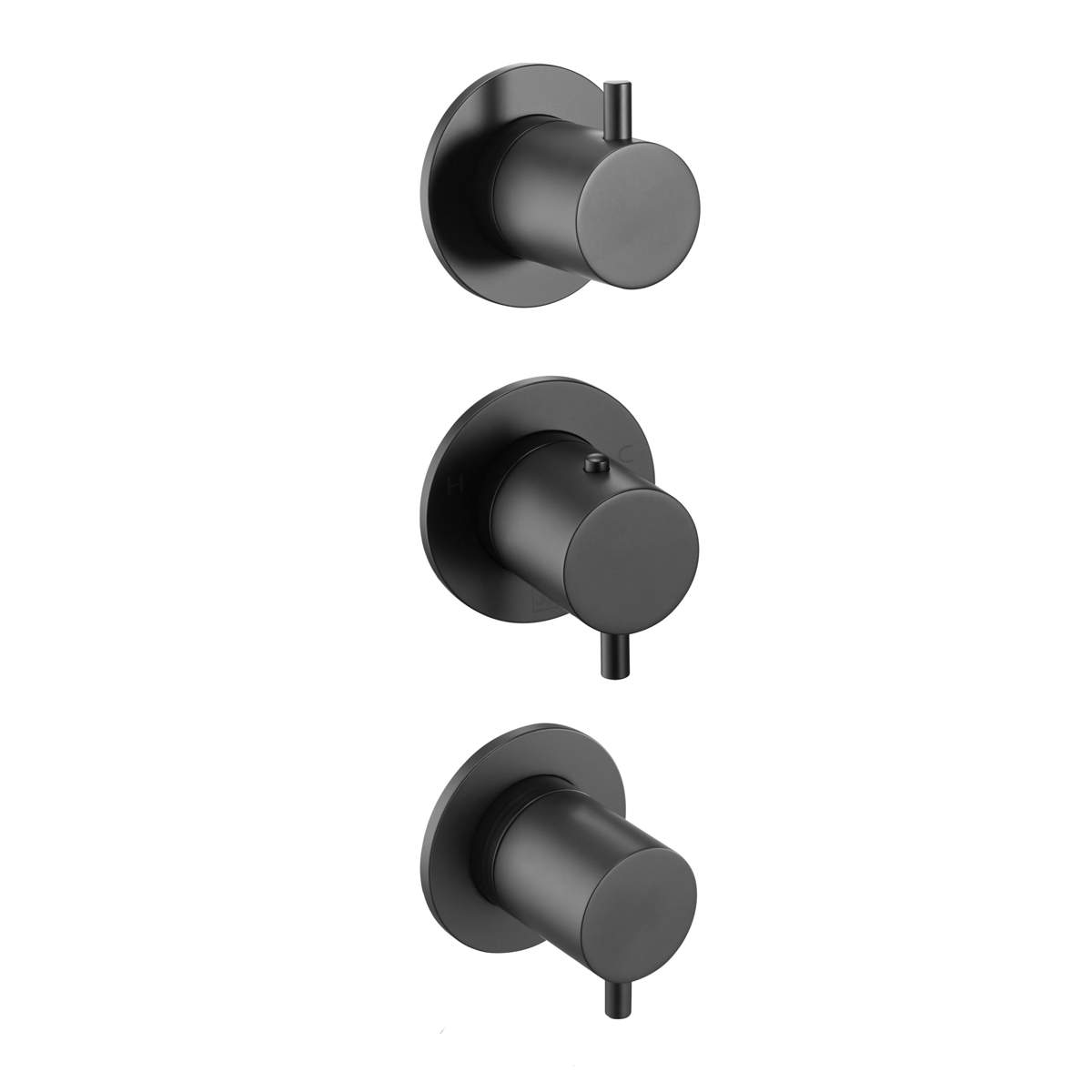 JTP Vos Matt Black Modular Thermostatic Concealed 3 Outlet Shower Valve (28791MB)