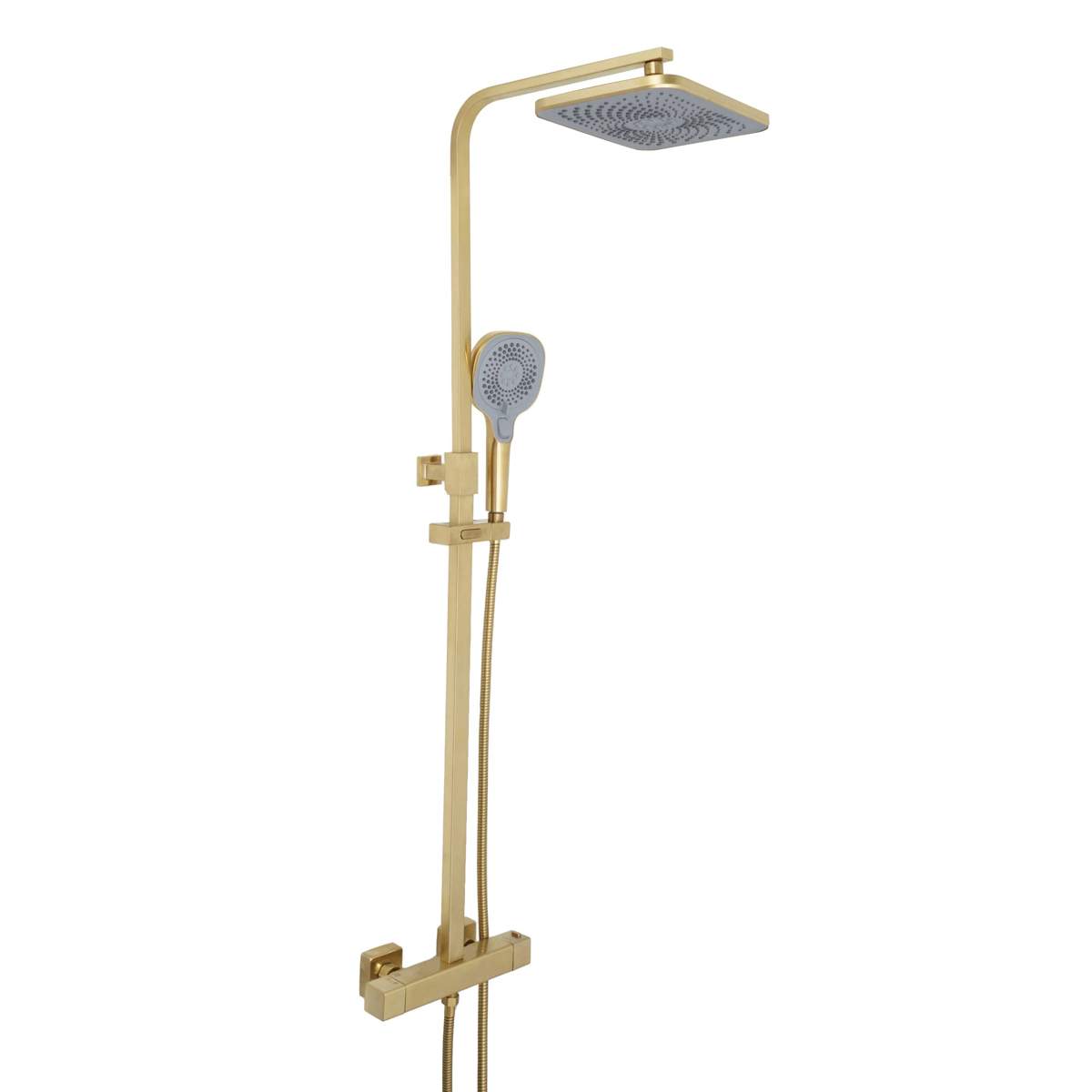 JTP Hix Brushed Brass Thermostatic Bar Valve with 2 Outlets and Multifunction Shower Handle (33819BBR)
