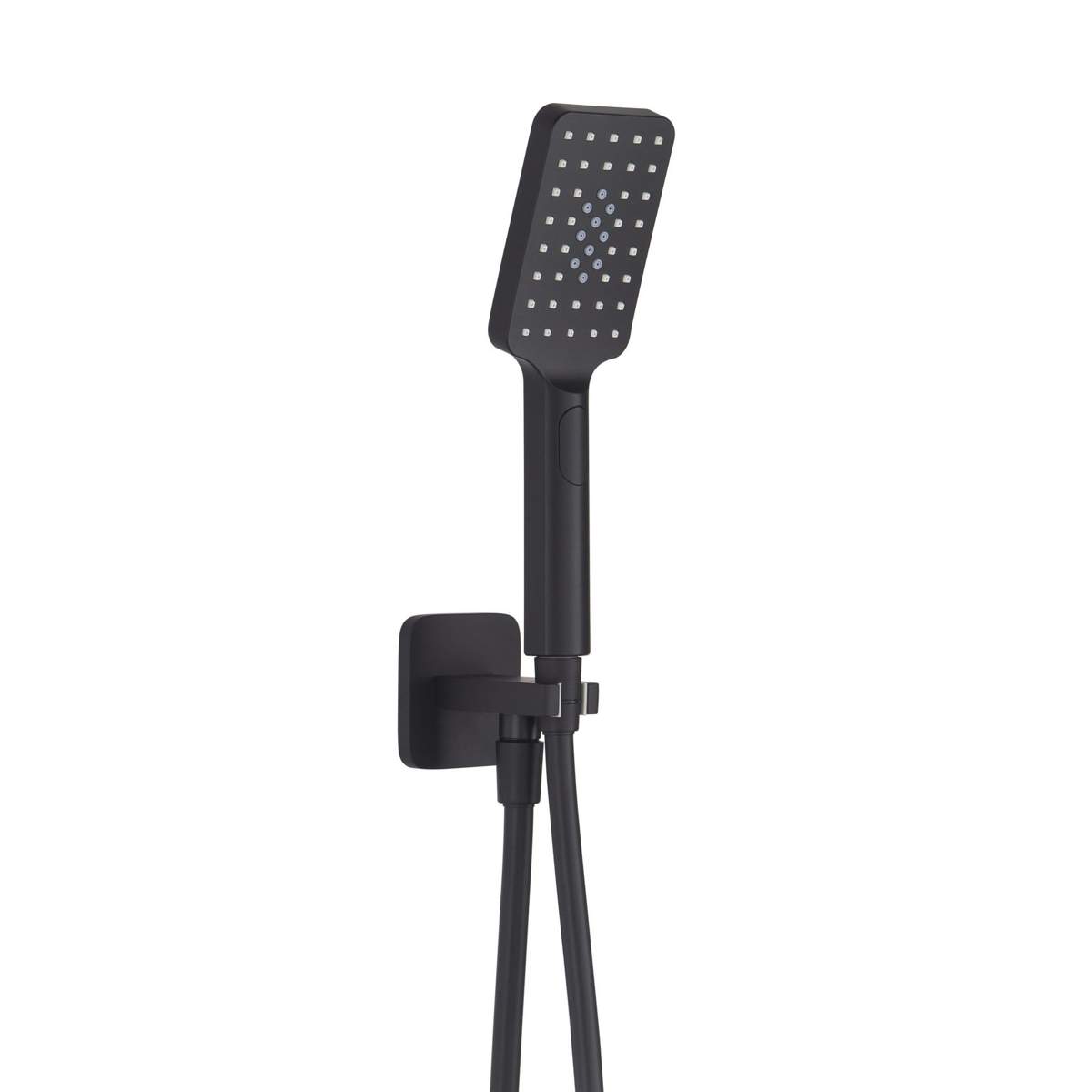 JTP Hix Matt Black Square Water Outlet with Holder, Hose and Hand Shower (38SQUARE/WS/MB)