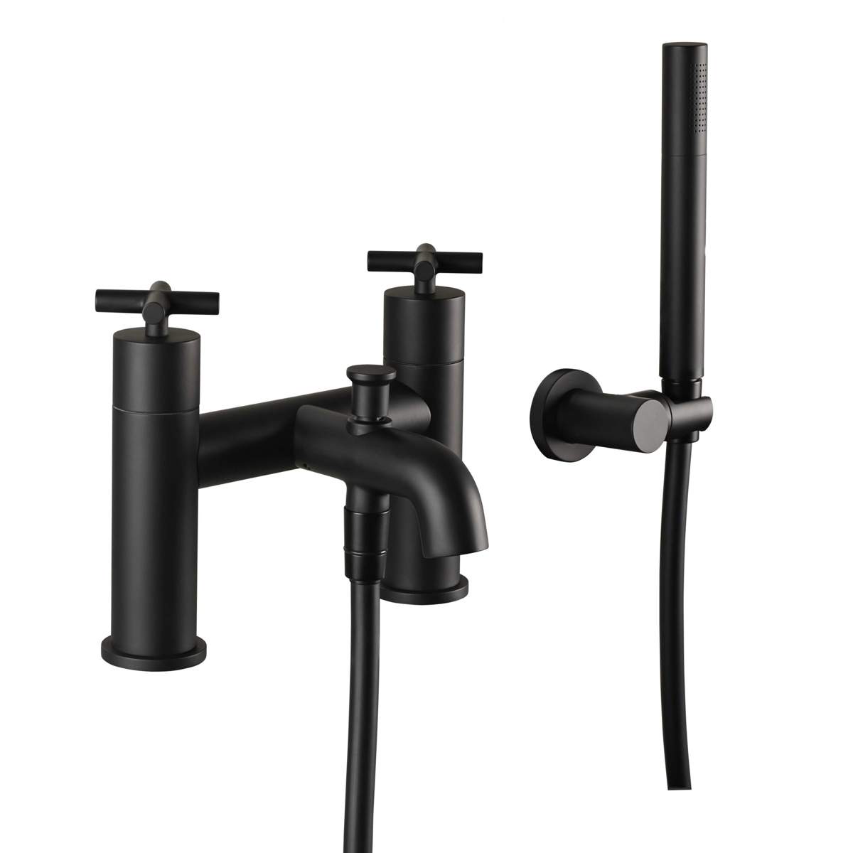 JTP Solex Matt Black Deck Mounted Bath Shower Mixer with Kit (66275MB)