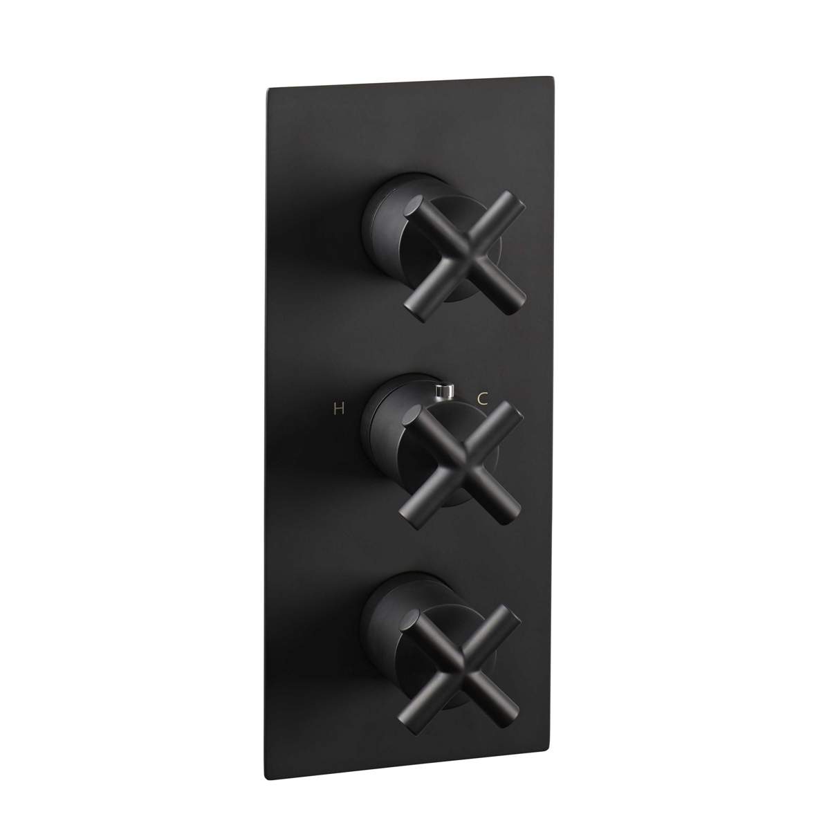 JTP Solex Matt Black Thermostatic Concealed 2 Outlet Vertical Shower Valve (6690AMB)