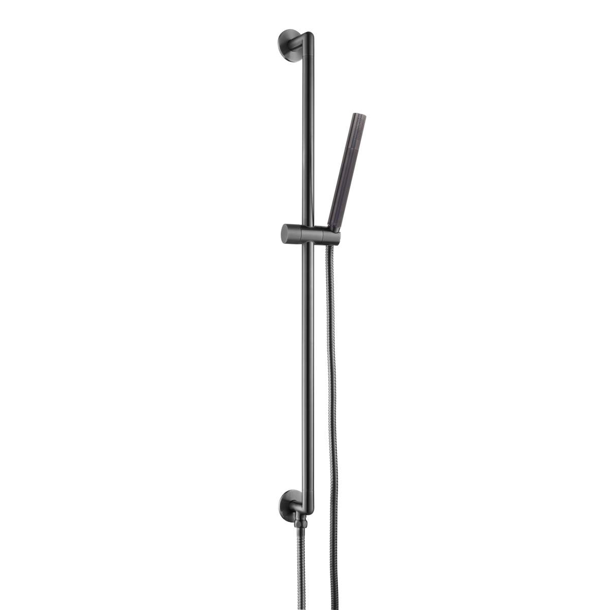 JTP Evo Brushed Black Slide Rail with Pencil Shower Handle and Hose with Bottom Outlet (671218BBL)