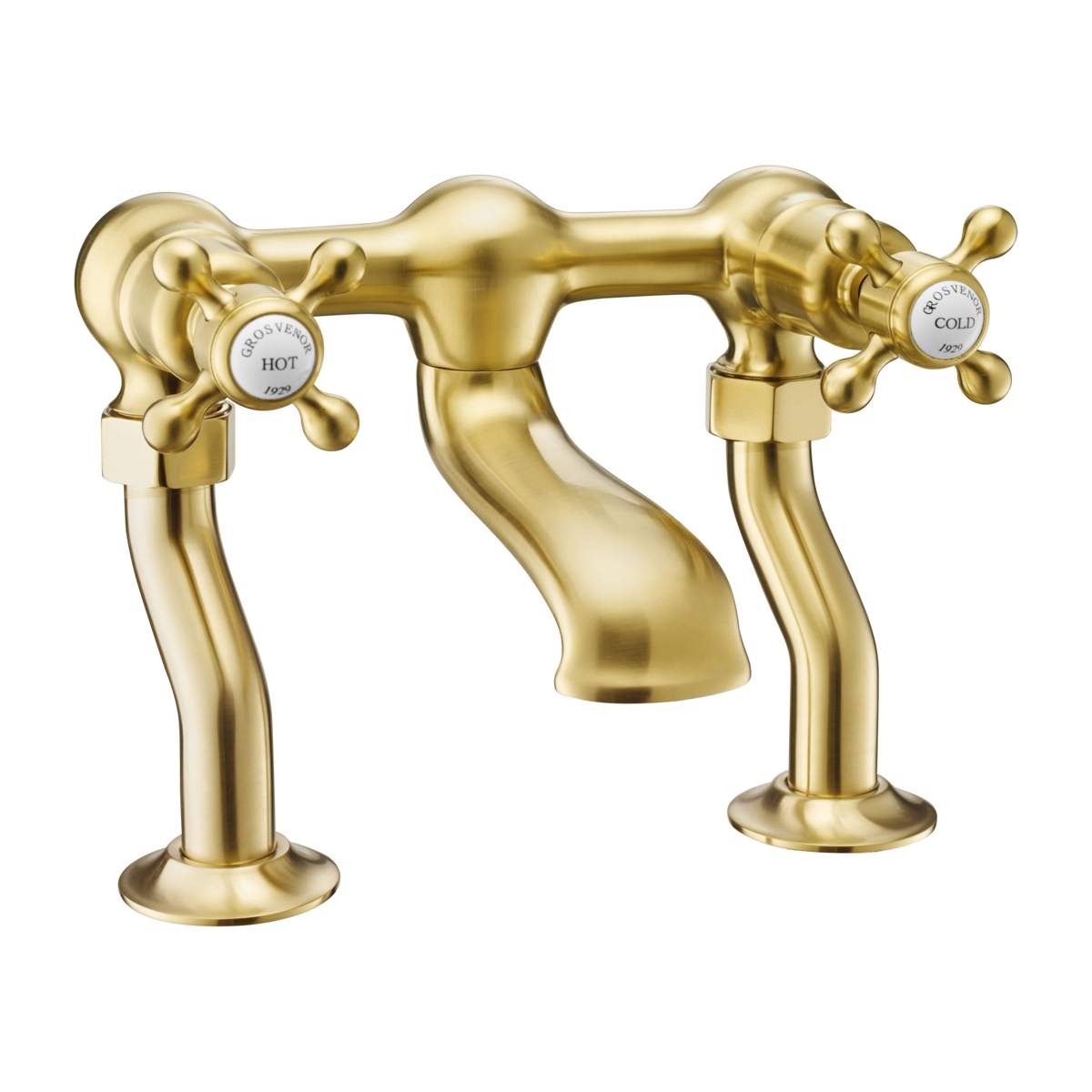 JTP Grosvenor Cross Brushed Brass Deck Mounted Bath Filler (76223BBR)