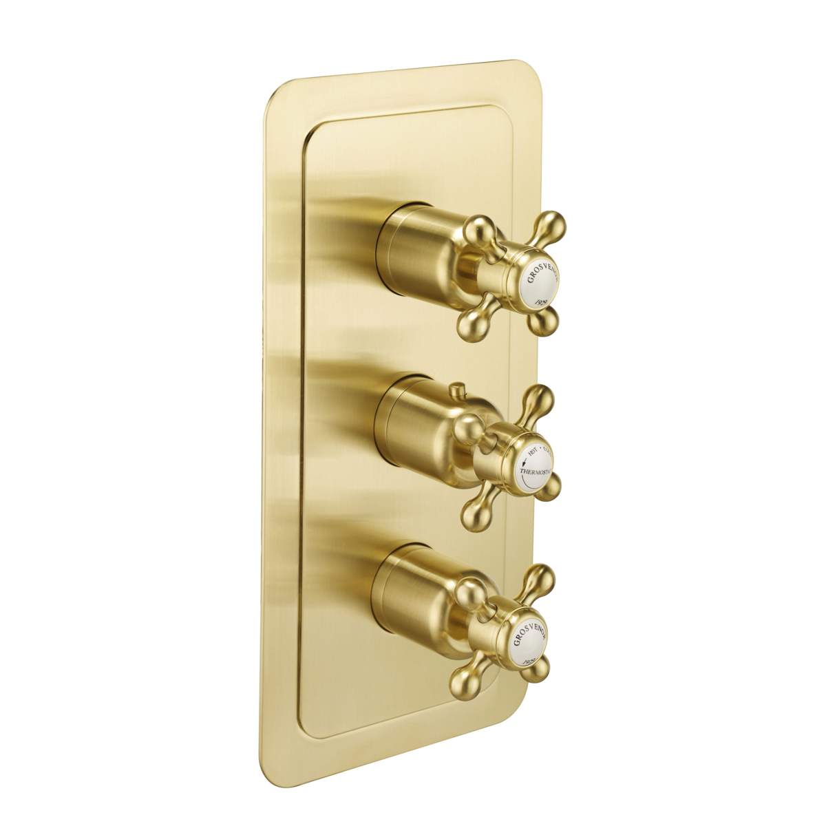 JTP Grosvenor Cross Brushed Brass Thermostatic 3 Outlet Shower Valve (76691BBR)