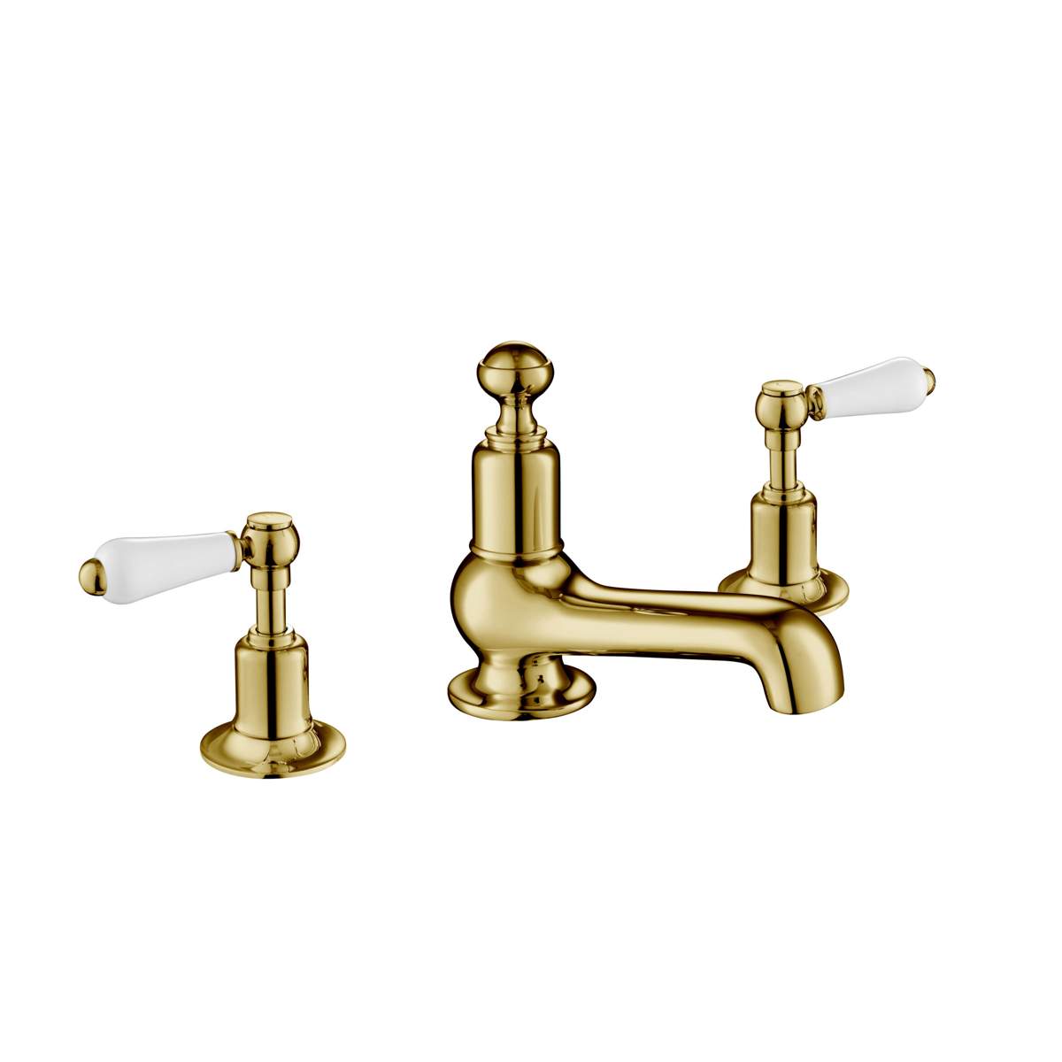 JTP Grosvenor Lever Antique Brass Edition 3 Hole Basin Mixer - 85193G
