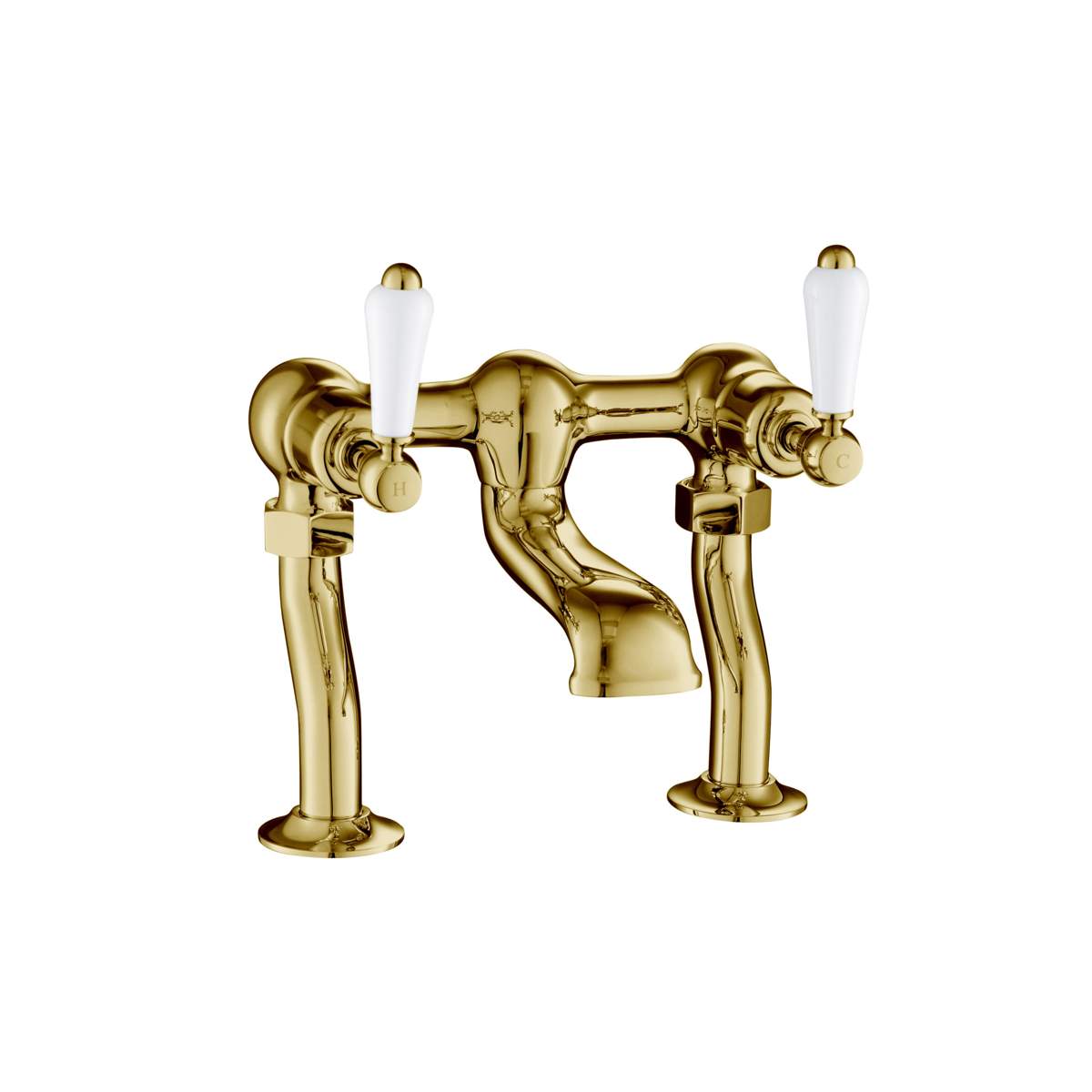 JTP Grosvenor Lever Antique Brass Edition Deck Mounted Bath Filler (85223G)