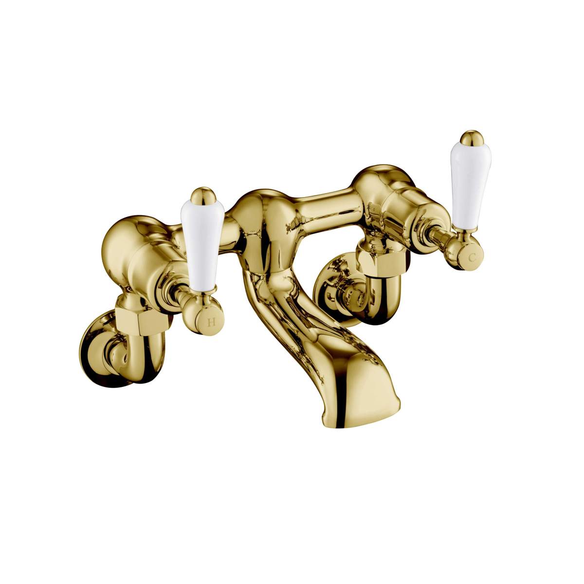 JTP Grosvenor Lever Antique Brass Edition Wall Mounted Bath Filler (85223WMG)