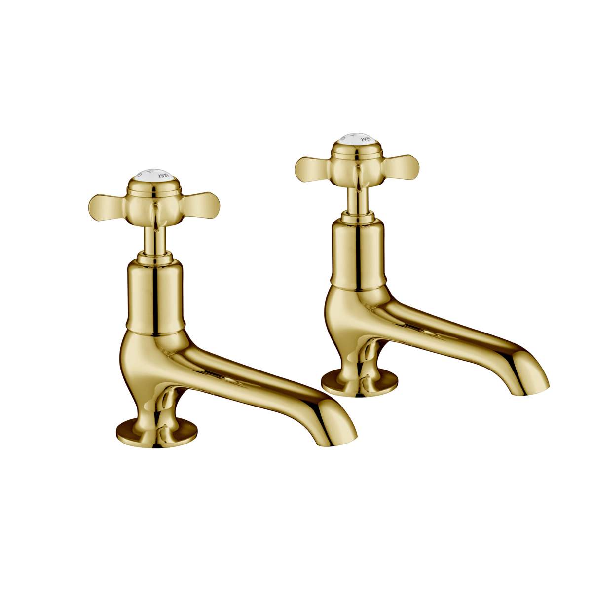 JTP Grosvenor Pinch Antique Brass Edition Long Nose Basin Taps (98011G)