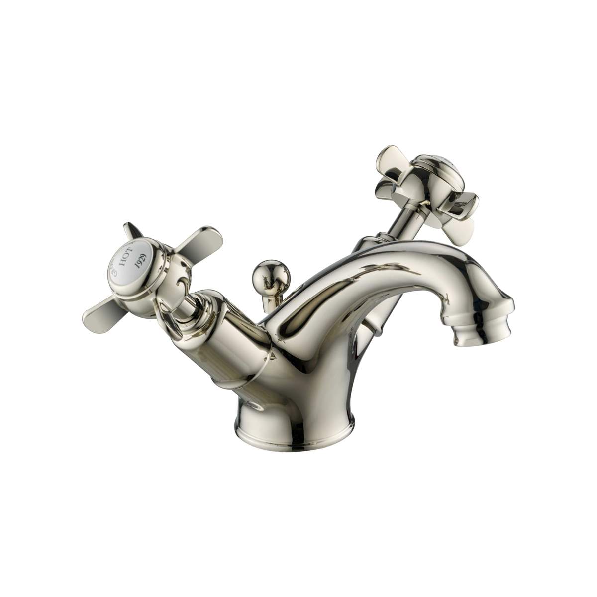 JTP Grosvenor Pinch Nickel Basin Mixer with Pop-Up Waste (98169NK)