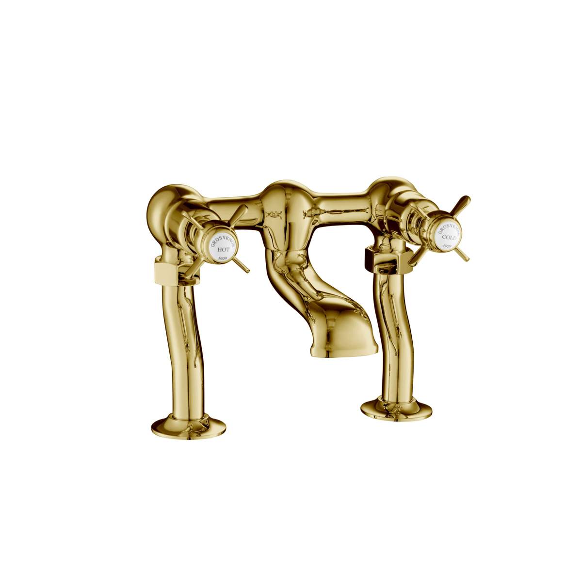 JTP Grosvenor Pinch Antique Brass Edition Deck Mounted Bath Filler (98223G-1)