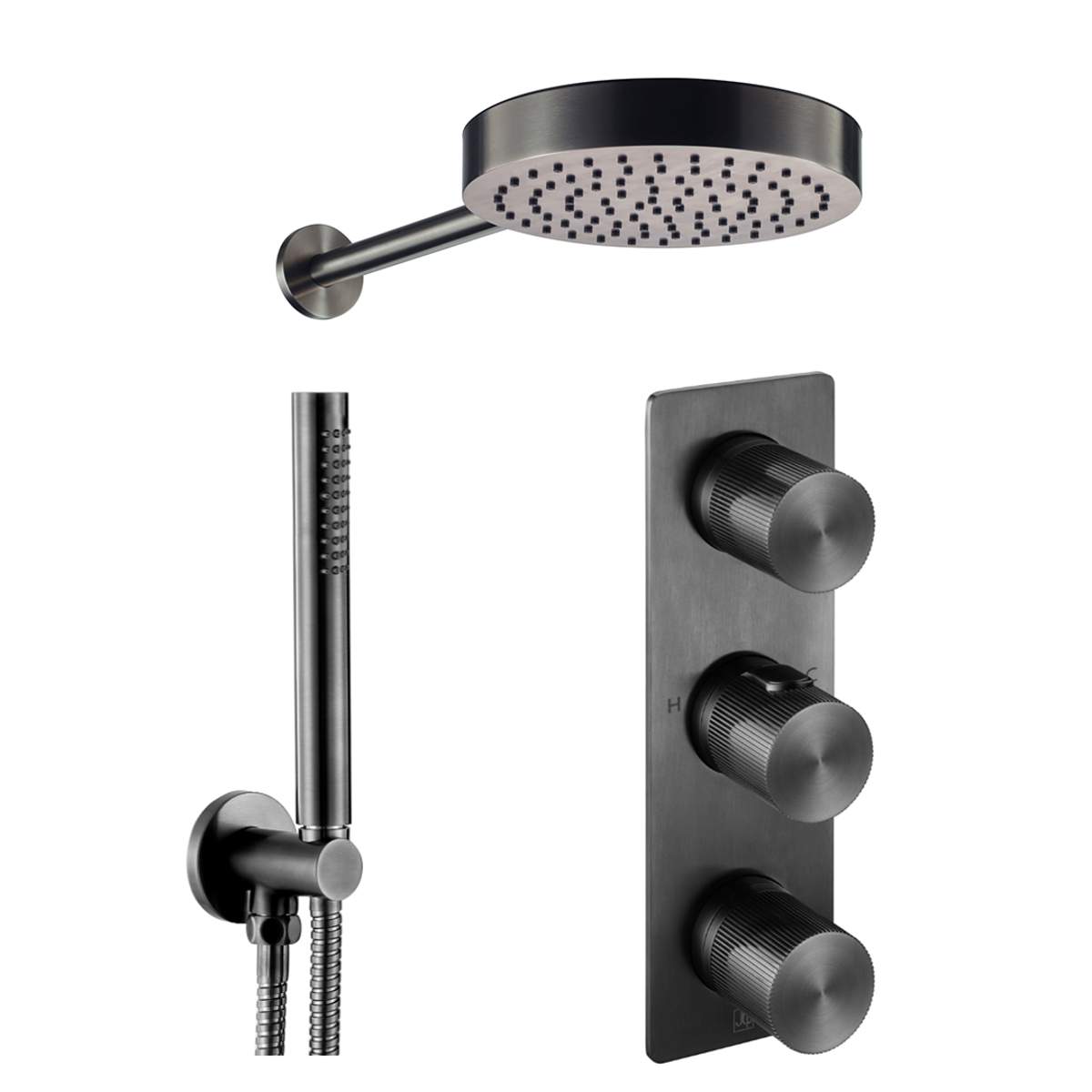 JTP Evo Brushed Black 2 Outlet Shower Combination (COM 087)