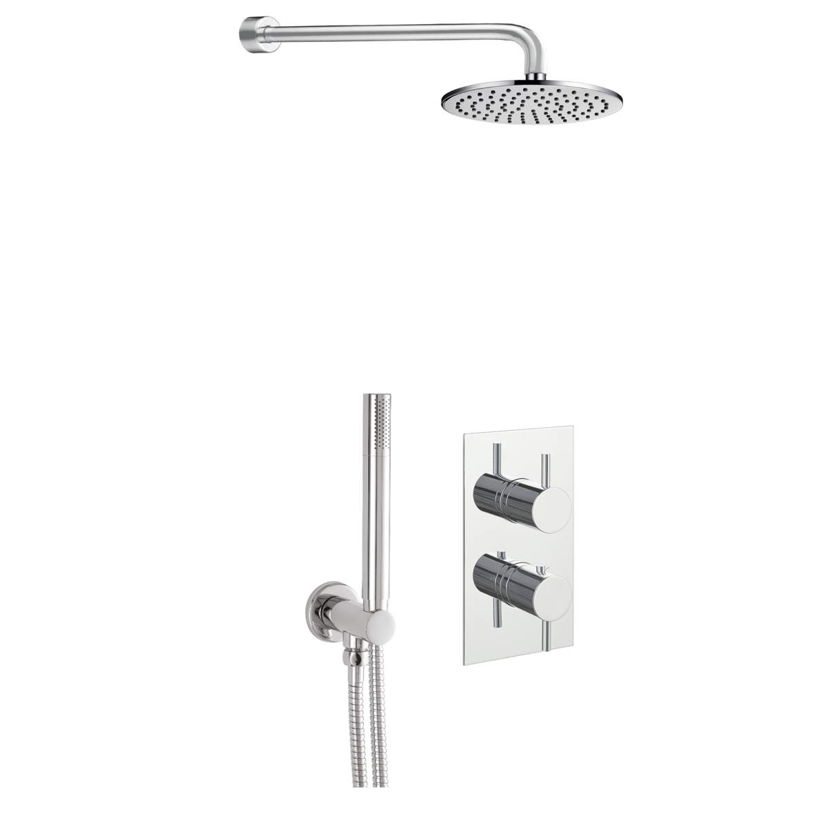 JTP Round Thermostat with Overhead Shower and Fixed Shower Handle (COM038)
