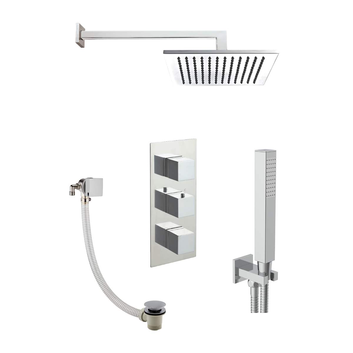 JTP Square Thermostat with Overhead Shower (COM096)