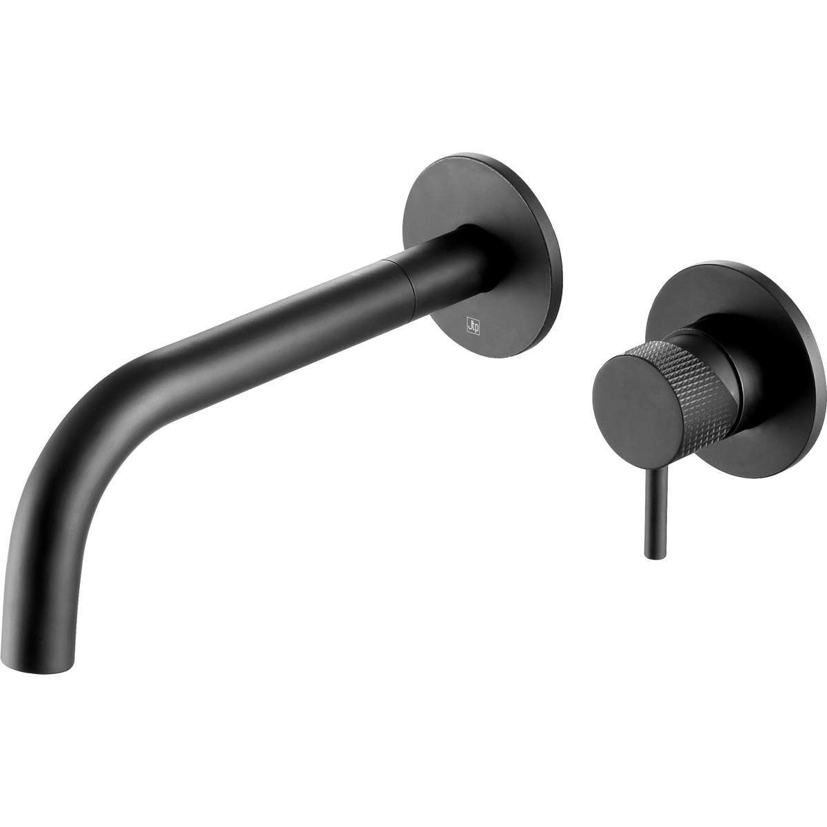 JTP Vos Matt Black Single Lever Wall Mounted Basin Mixer with Designer Handle and Spout 250mm. (DH28273MB)