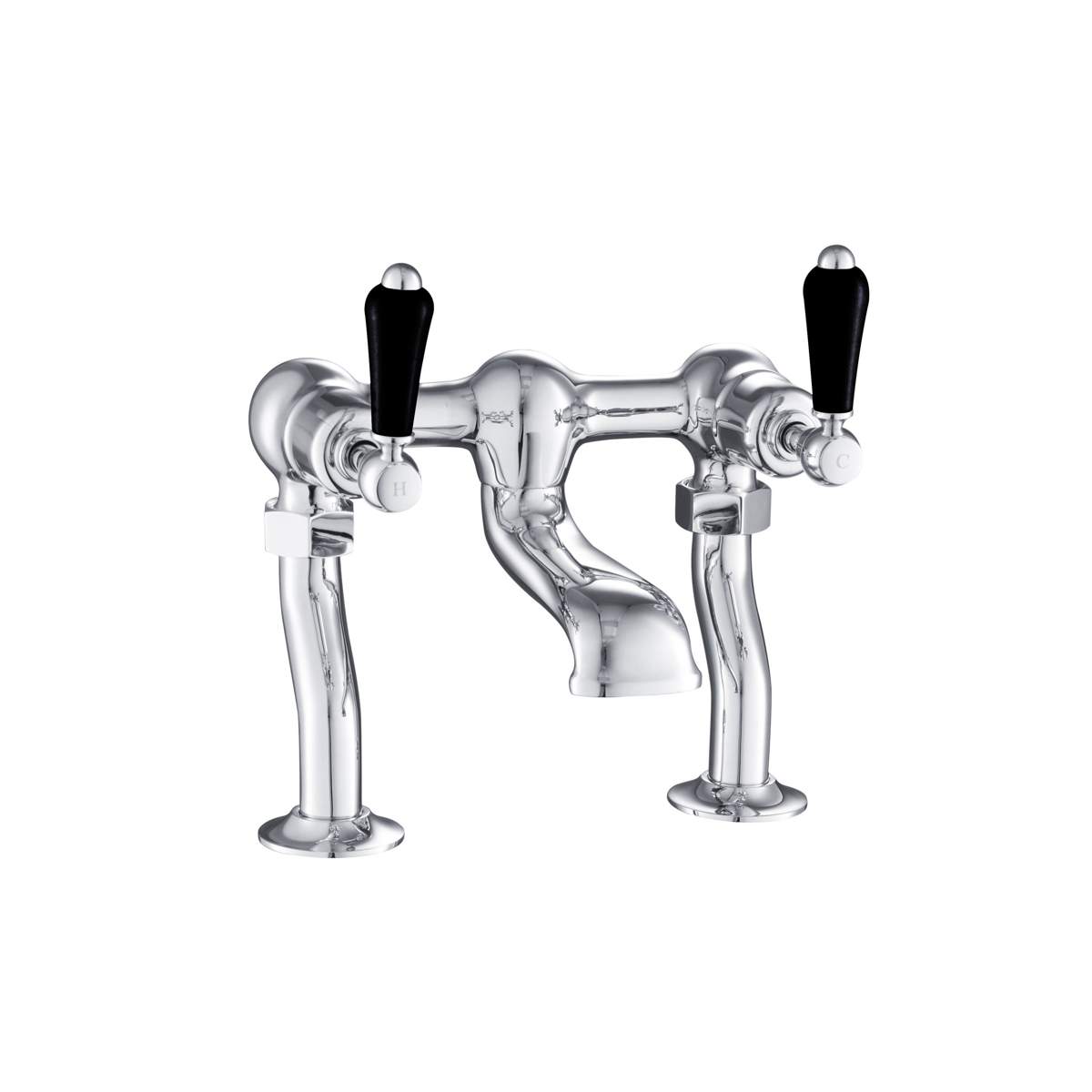 JTP Grosvenor Lever Black Edition Deck Mounted Bath Filler (GB85223)