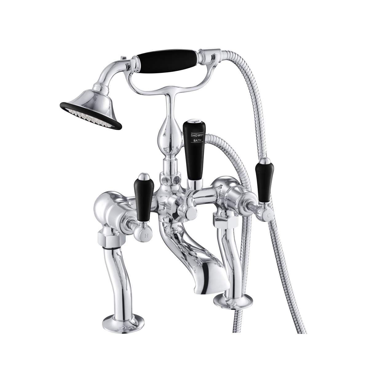JTP Grosvenor Lever Black Edition Deck Mounted Bath Shower Mixer with Kit (GB85275)