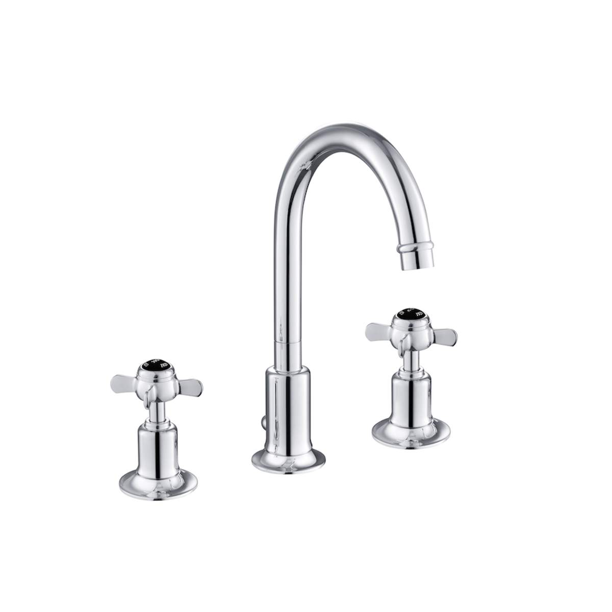 JTP Grosvenor Pinch Black Edition 3 Hole Basin Mixer (GB98191)