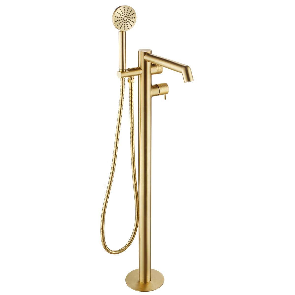 JTP Evo Brushed Brass Floor Standing Bath Shower Mixer with Lever and Kit (LH63534BBR)