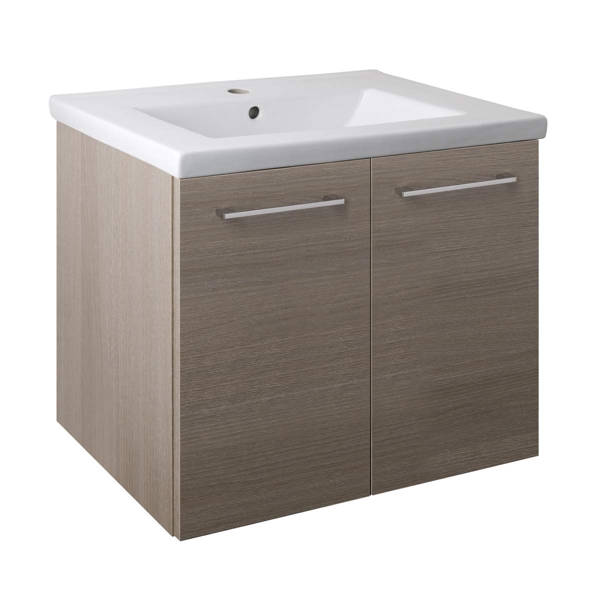 JTP Pace Units 600mm Wall Mounted Unit with Doors and Basin in Grey (PWM604GR + P600BS)